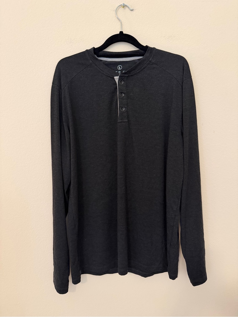 Free Fly Men’s Bamboo Long Sleeve Henley Dark Gray Size Large UPF